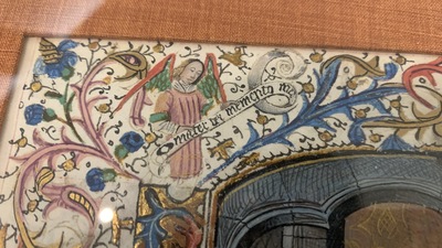 Une page d'un livre d'heures enlumin&eacute;, probablement Flandres, 15&egrave;me