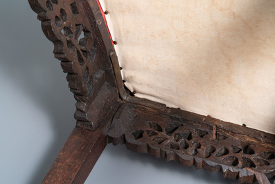 Two Anglo-Indian colonial or Ceylonese reticulated wooden chairs, 18/19th C.