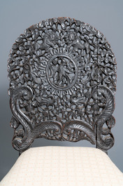 Two Anglo-Indian colonial or Ceylonese reticulated wooden chairs, 18/19th C.