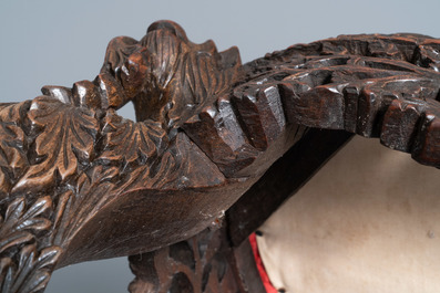 Two Anglo-Indian colonial or Ceylonese reticulated wooden chairs, 18/19th C.