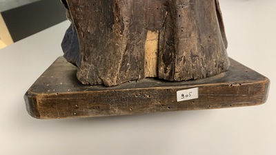 A fruitwood figure of a female saint, Rhine valley, Germany, 2nd half 16th C.