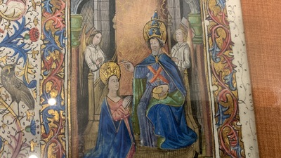 Une page d'un livre d'heures enlumin&eacute;, probablement Flandres, 15&egrave;me