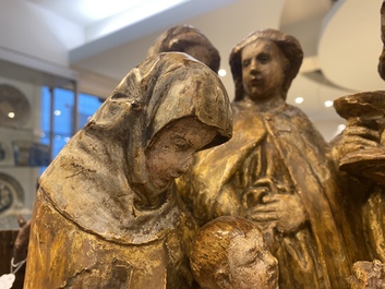 A partly gilded polychrome wooden 'Circumcision' group, Flanders, 16th C.