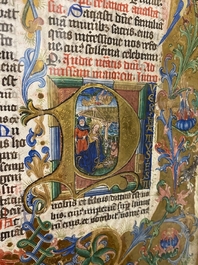 A page from an illuminated book of hours, probably France, 15th C.