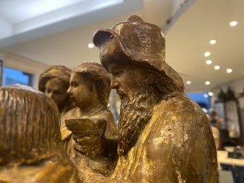 A partly gilded polychrome wooden 'Circumcision' group, Flanders, 16th C.