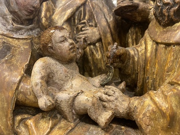 A partly gilded polychrome wooden 'Circumcision' group, Flanders, 16th C.