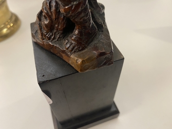 Une statue de David avec la t&ecirc;te de Goliath en buis sculpt&eacute;, Flandres, 17&egrave;me