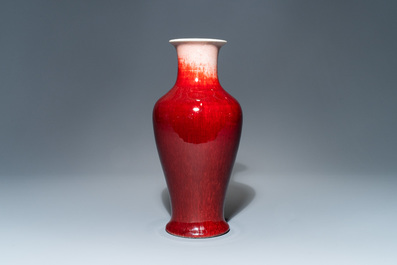 A Chinese monochrome langyao-glazed vase, 19th C.