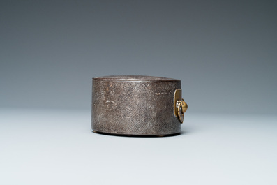 A Korean silver-inlaid iron box and cover, probably Joseon, 16/17th C.