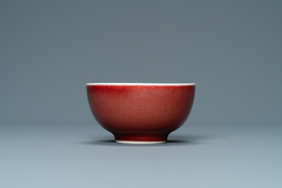 A Chinese monochrome copper-red-glazed wine cup, Yongzheng mark, 19/20th C.