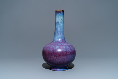 A Chinese flamb&eacute;-glazed bottle vase, Kangxi mark, 19th C.