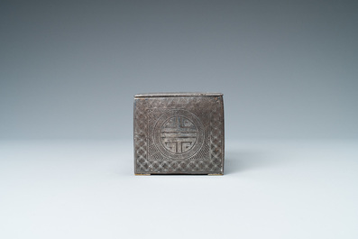 A Korean silver-inlaid iron box and cover, probably Joseon, 18/19th C.
