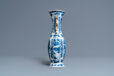 A Chinese blue and white 'landscape' vase and a large bowl, Qianlong