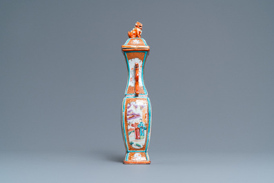 A Chinese famille rose 'mandarin' vase and cover, Qianlong