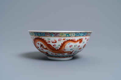 A Chinese famille rose 'dragon and phoenix' bowl, Guangxu mark and of the period