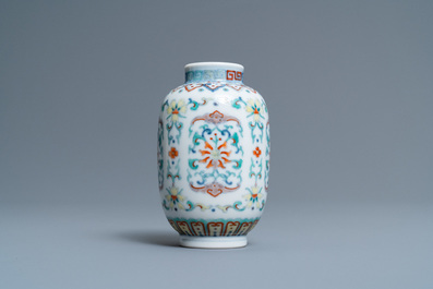 A Chinese miniature doucai vase, Yongzheng mark and of the period