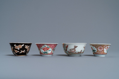 Six soucoupes et quatre tasses en porcelaine de Chine, Yongzheng et apr&egrave;s