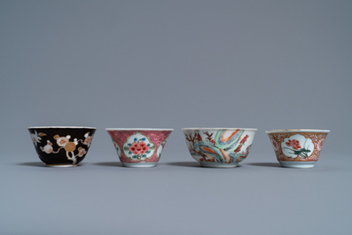 Six soucoupes et quatre tasses en porcelaine de Chine, Yongzheng et apr&egrave;s