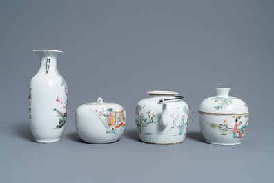 Vijf stukken Chinees famille rose porselein, 19/20e eeuw