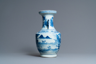 A Chinese blue and white 'warriors' vase, 19th C.