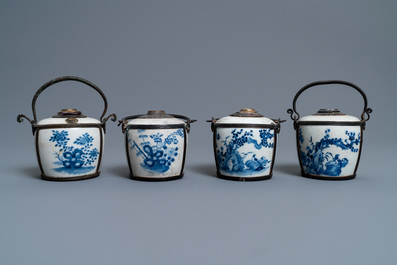 Four Chinese blue and white 'Blue de Hue' waterpipes for the Vietnamese market, 19th C.