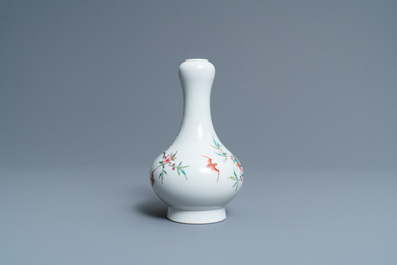 A Chinese famille rose 'peaches' bottle vase, 'Dun mu tang zhi' mark, Republic