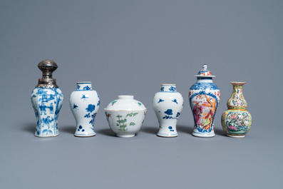 A varied collection of Chinese famille rose and blue and white wares, 18/19th C.