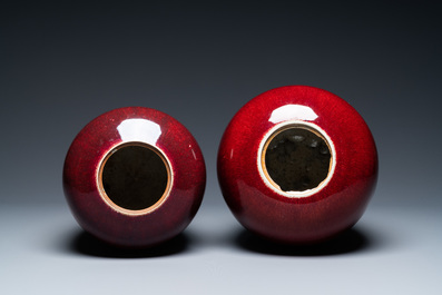 Two Chinese monochrome sang de boeuf jars, 19th C.