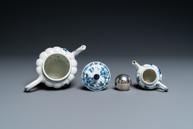 Two Chinese blue and white teapots, Kangxi/Qianlong