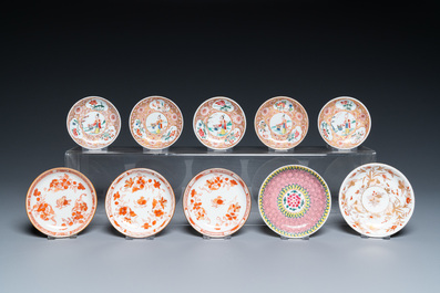 Een collectie Chinees famille rose theegoed, Yongzheng/Qianlong