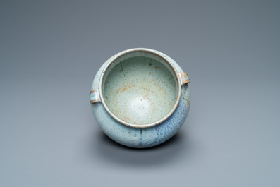 A globular Chinese junyao two-handled jar, Jin