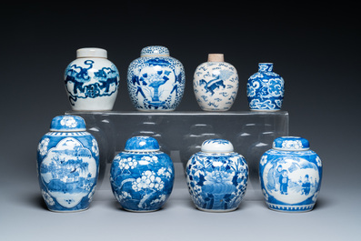 Fourteen Chinese blue and white vases, 18/20th C.