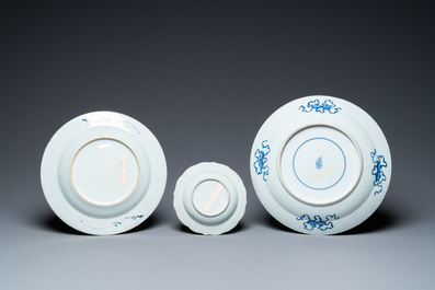 Eleven Chinese blue and white plates, Kangxi and later