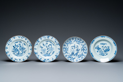 Eleven Chinese blue and white plates, Kangxi and later