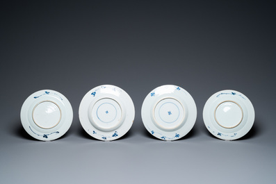 Twelve Chinese blue and white plates, Kangxi