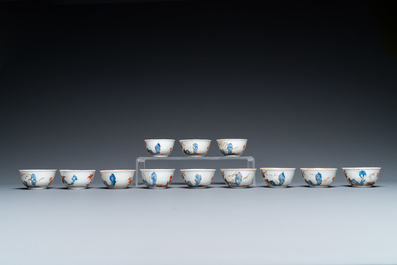 A rare Chinese 32-piece miniature tea service in blue, white and iron-red, Qianlong