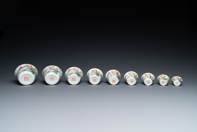 A set of nine Chinese nesting bowls, Daoguang mark, 20th C.