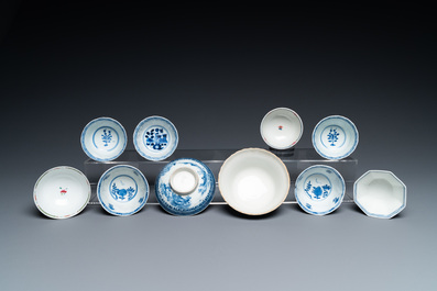 A varied collection of Chinese cups and saucers, 18/19th C.