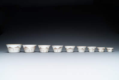 A set of nine Chinese nesting bowls, Daoguang mark, 20th C.