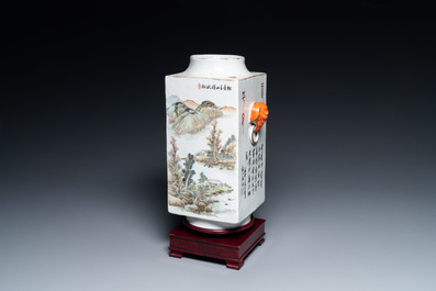 Een Chinese qianjiang cai 'cong' vaas, 19e eeuw