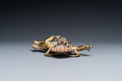 A Chinese gilt bronze 'Mahakala' figure, 18th C.