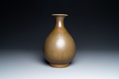 A Chinese monochrome teadust-glazed 'yuhuchunping' vase, Guangxu mark and of the period