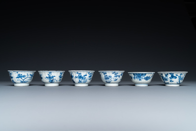 Drie&euml;ntwintig Chinese blauw-witte schotels en zeventien koppen, Kangxi