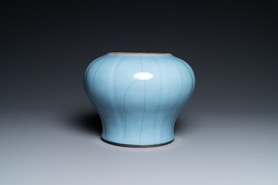 A Chinese monochrome lavender-blue vase, Qianlong