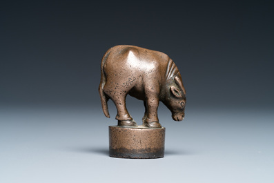A Chinese bronze 'ox' seal, Ming