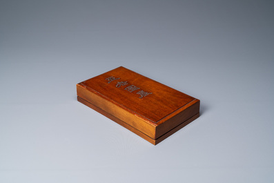 Five Chinese ink cakes in their wooden presentation box, Republic