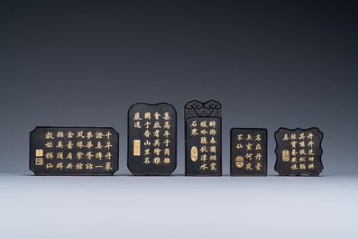Five Chinese ink cakes in their wooden presentation box, Republic