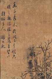 Dai Xi (1801-1860), inkt op papier: 'Bosrijk landschap'