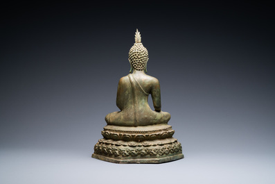 Een bronzen figuur van Boeddha, Rattanakosin, Thailand, 19/20e eeuw