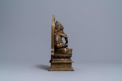 A large bronze figure of Ganesha, India, 19/20th C.